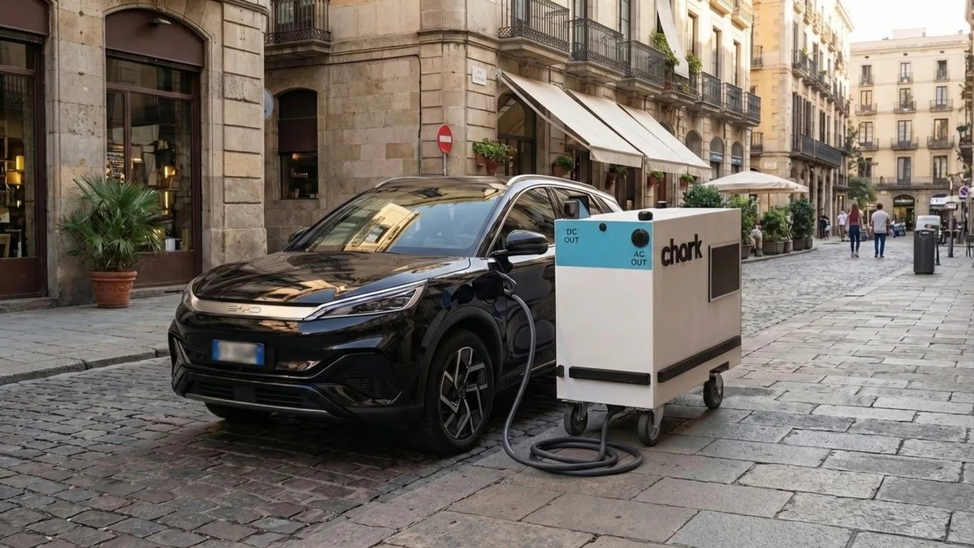 Chark charging operation in an urban street setting